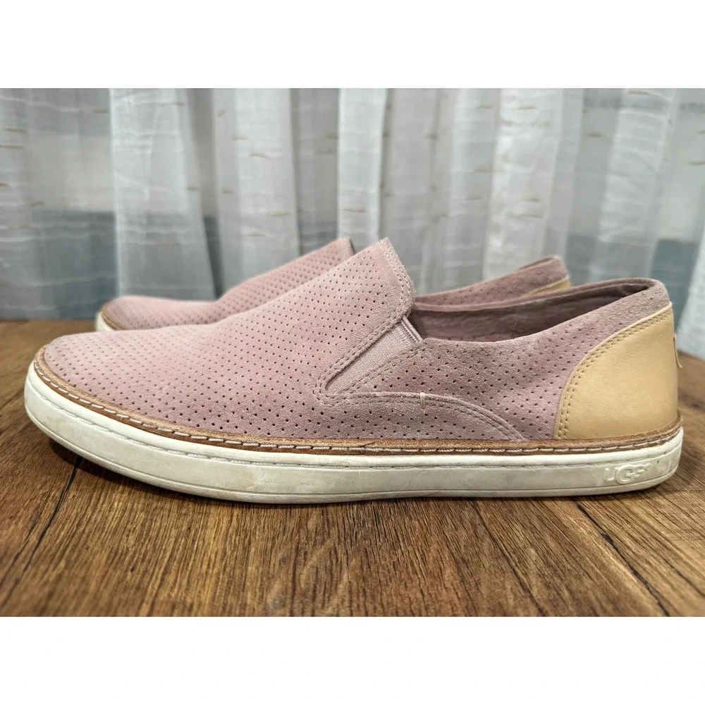 UGG Adley Perf Slip-on Sneaker Perforated Suede Pink Women Size 8.5 Casual Shoes